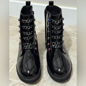 KURT GEIGER LONDON Girls' Mini Bax Boots in Black Color (Size 35/4M).